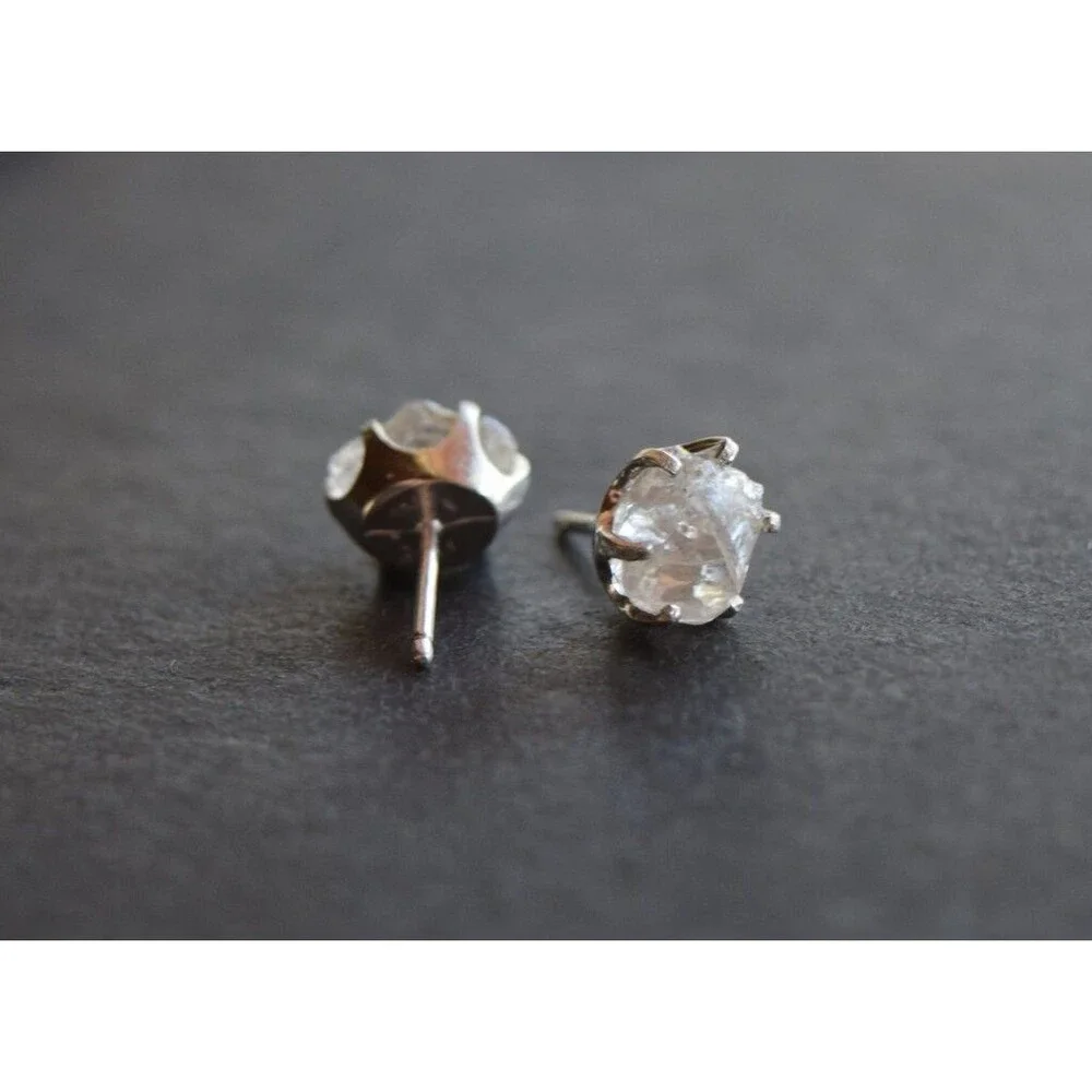 Lake County diamond earrings, 925 sterling silver, raw gemstones